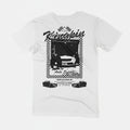 Kingpin Skate Supply Box Tee Shirt White/Black - Yell Joey Print. Back view.