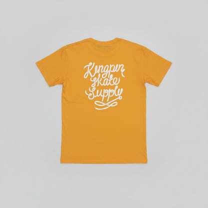 KINGPIN SKATE SUPPLY S/S TEE SHIRT YELLOW SHOELACE PRINT