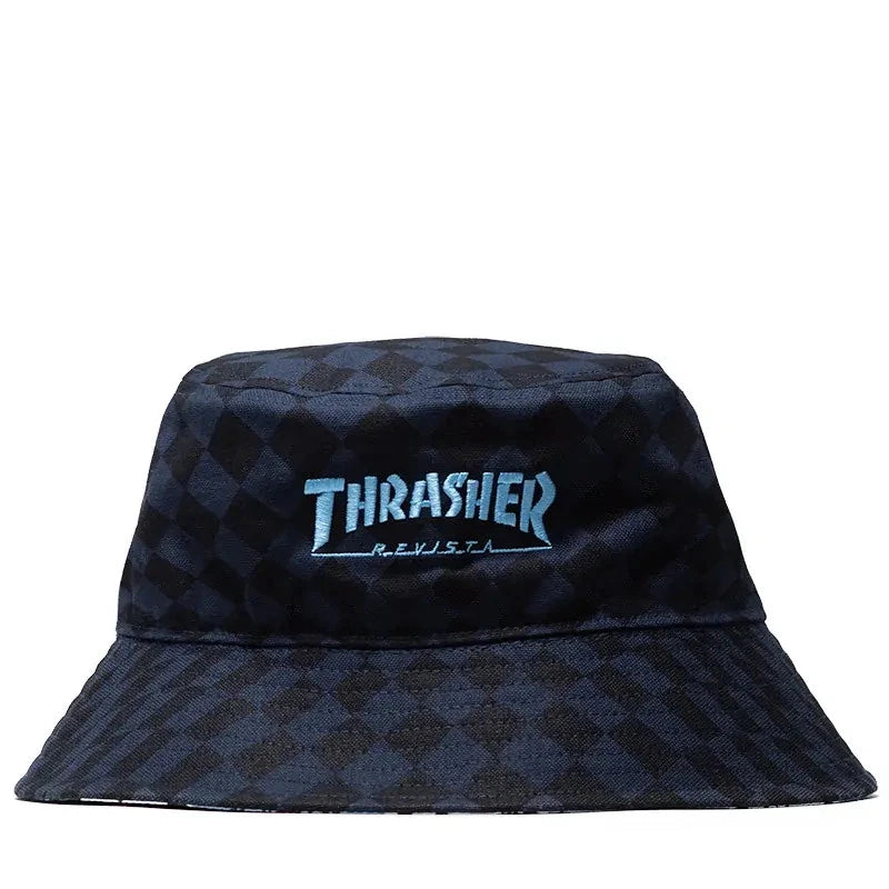 Adidas x Thrasher Revista TM X AFA Navy Blue Check Bucket Hat OSFA