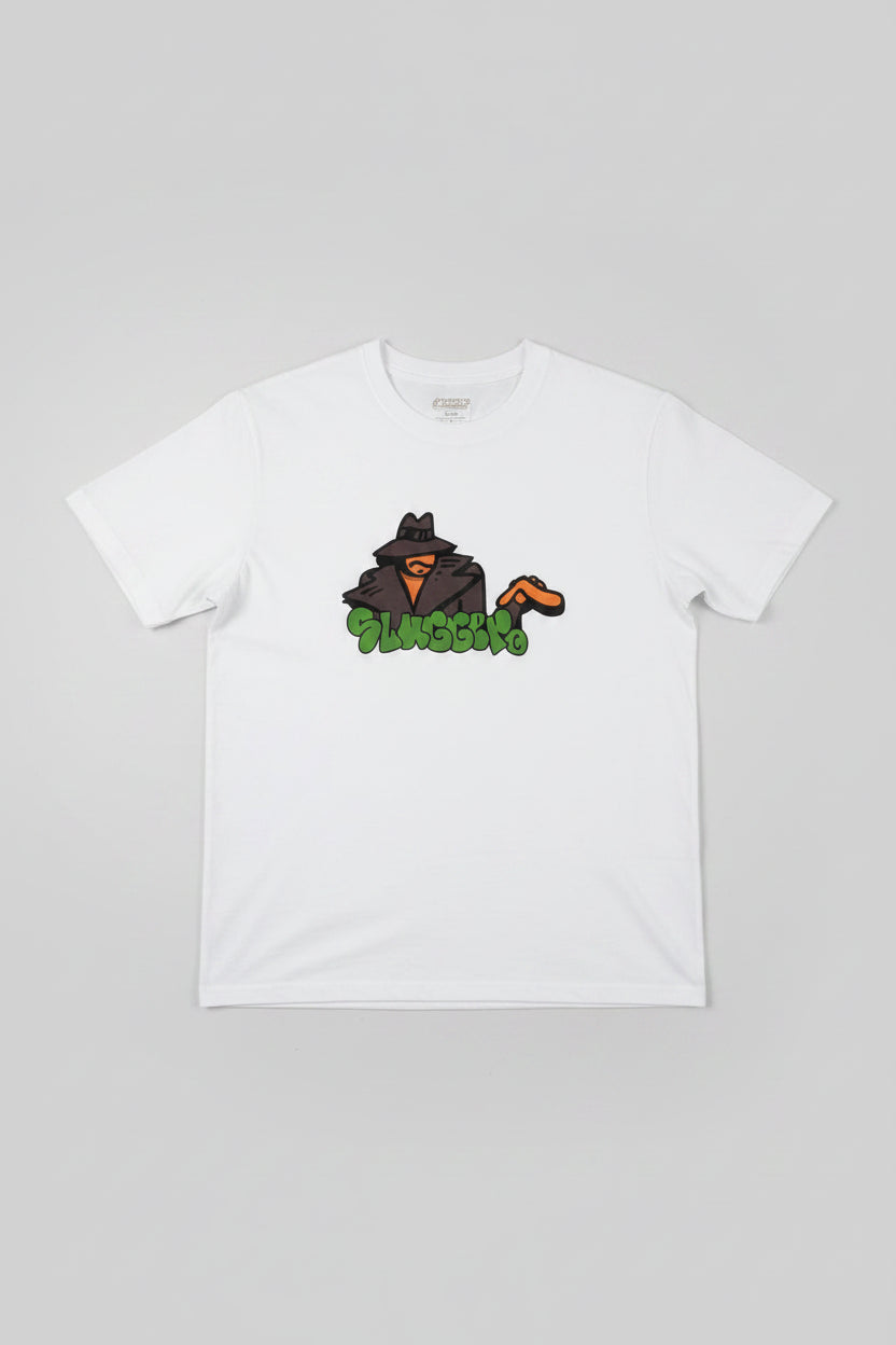 Slugger Clothing Gangster Print tee white T-Shirt