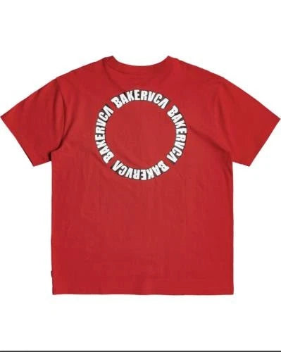 BAKER SKATEBOARDS x RVCA Bakervca Circle Logo Short Sleeve RED T-Shirt Tee Ruca