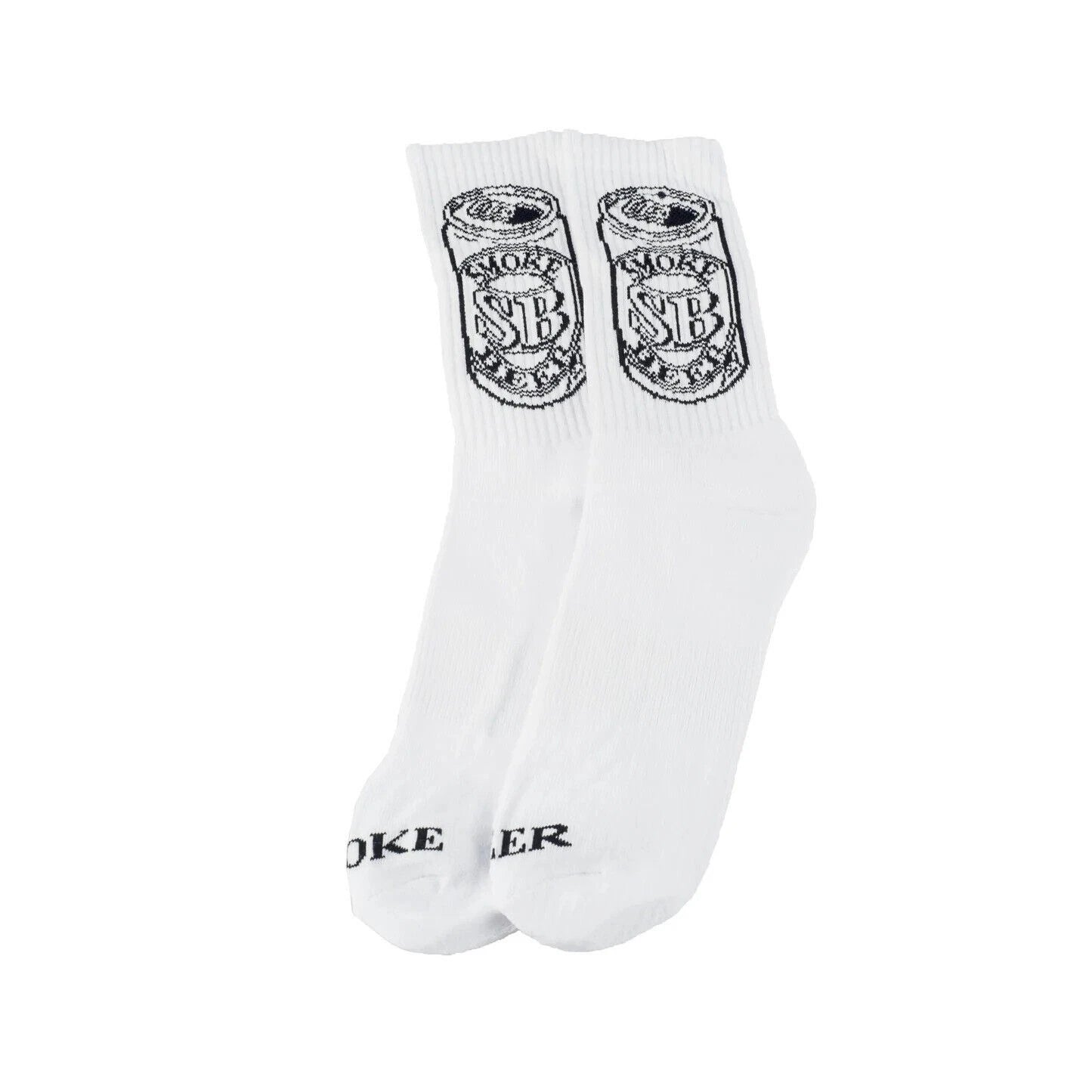 Smoke Beer - Can Logo Socks White Pair Smoke Beer