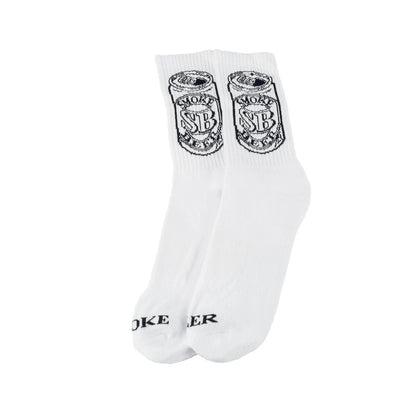 Smoke Beer - Can Logo Socks White Pair Smoke Beer