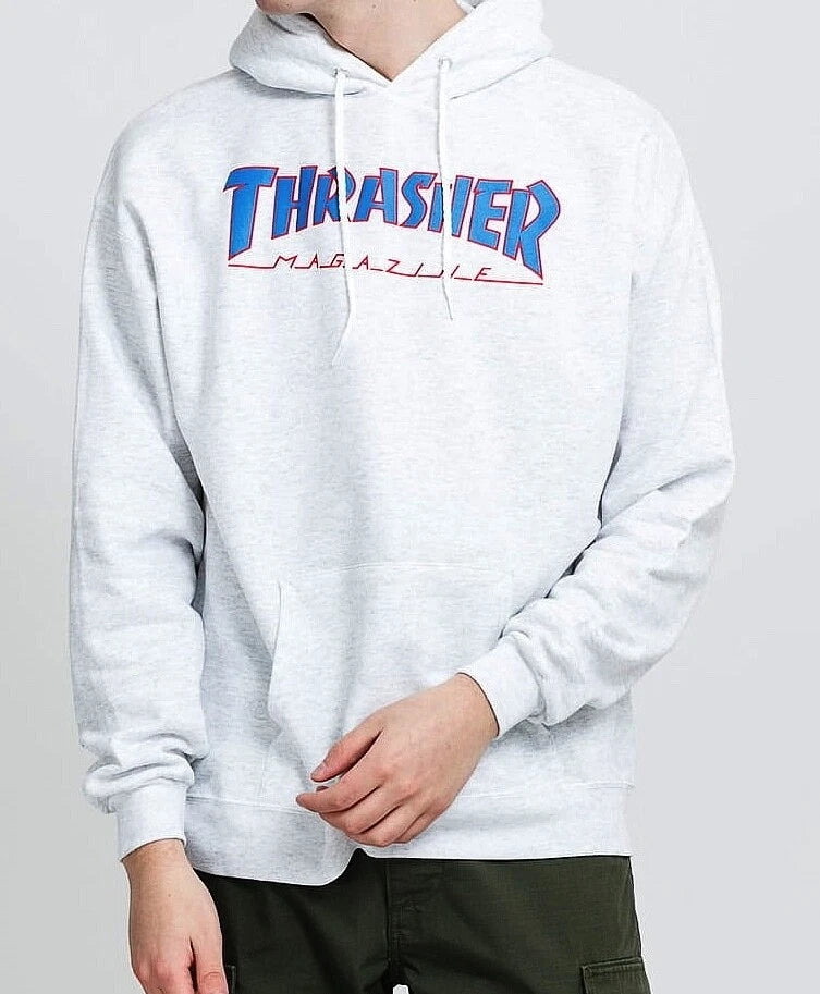 THRASHER SKATEBOARD MAGAZINE Outlined Hood Jumper ASH GREY | Hoodie Pullover