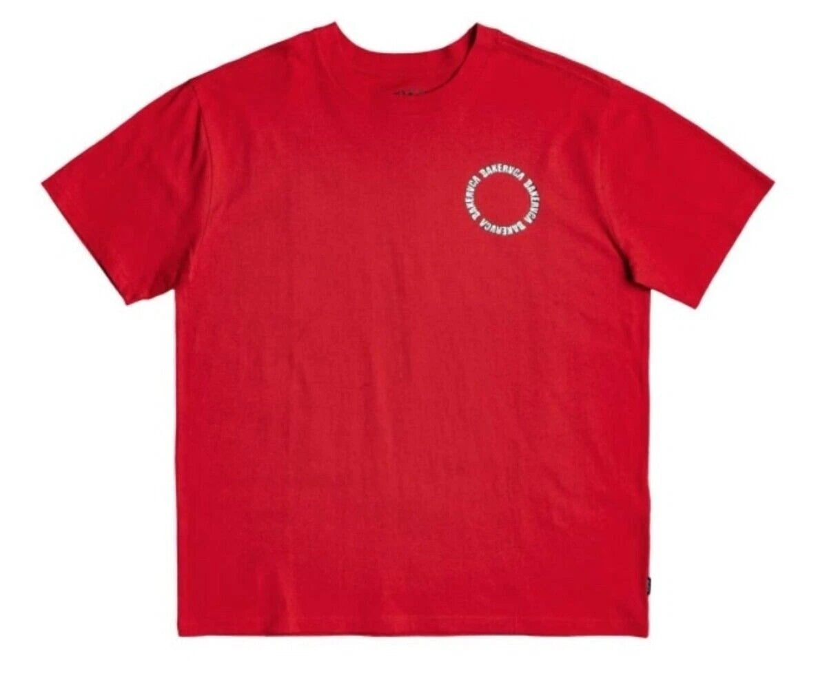 BAKER SKATEBOARDS x RVCA Bakervca Circle Logo Short Sleeve RED T-Shirt Tee Ruca