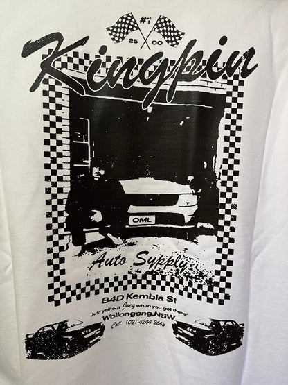 Kingpin Skate Supply S/S Box Tee Shirt White/Black 'Yell Joey' Print