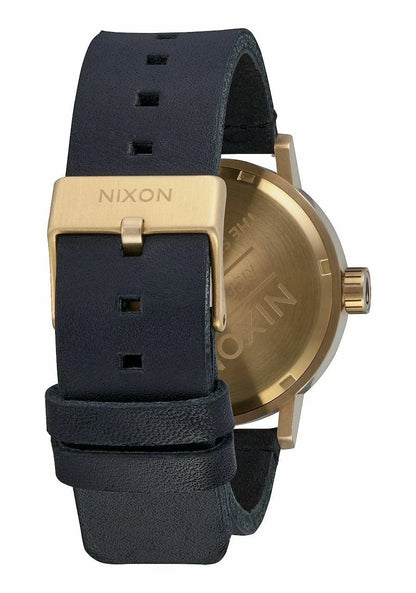 NIXON Stark Leather All Black / Gold WATCH NEW FREE POST AUST A1194 1031-00
