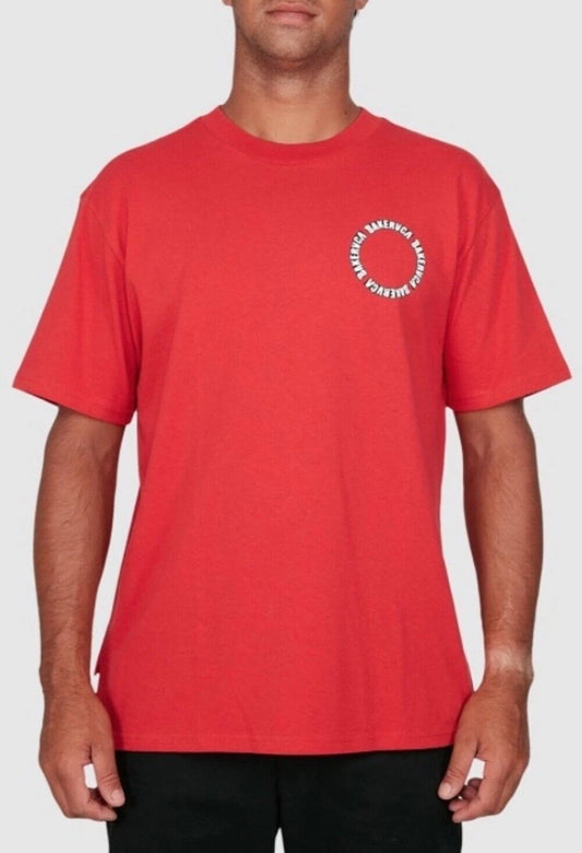 BAKER SKATEBOARDS x RVCA Bakervca Circle Logo Short Sleeve RED T-Shirt Tee Ruca