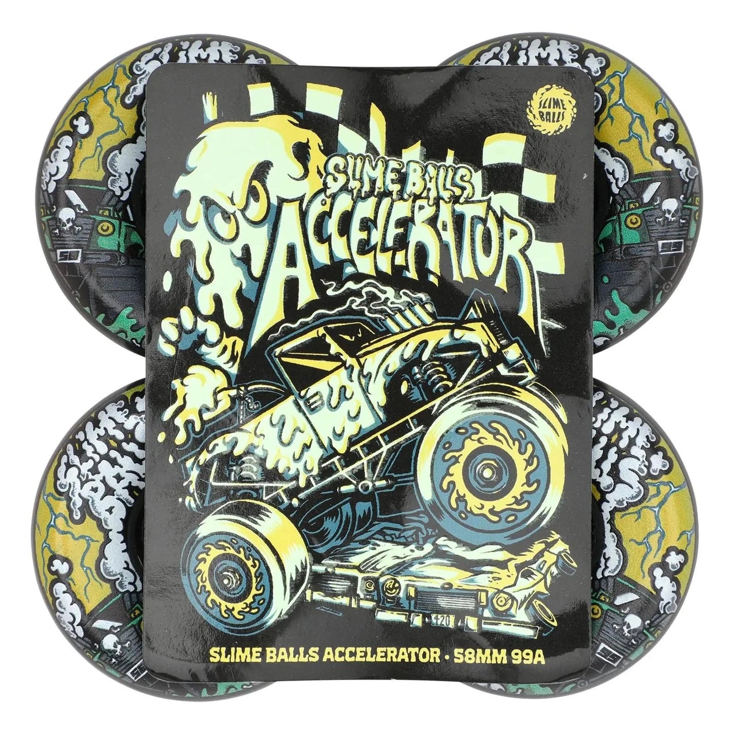 Santa Cruz- Slime Balls 58mm Accelerator Vomit Mini 99a Slime Balls Skateboard W