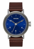 Nixon Stark Leather Watch Blue Sunray Brown A1194 2301 00