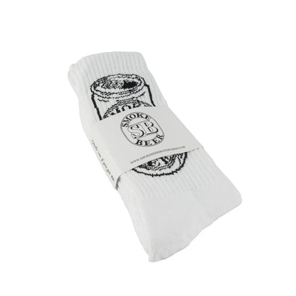 Smoke Beer - Can Logo Socks White Pair Smoke Beer