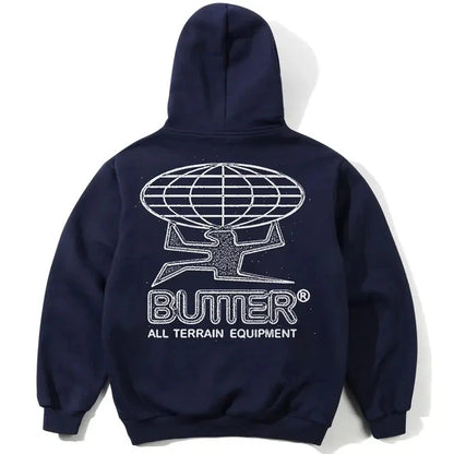 Butter Goods Terrain Pull Over Navy Hoodie Hood Fleece Buttergoods