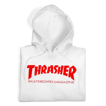 THRASHER SKATE MAGAZINE HOOD white red HOODY SWEATER NEW