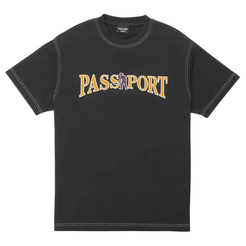 Pass Port - Official Contrast Tee Washed Black Pass~Port Passport T-shirt