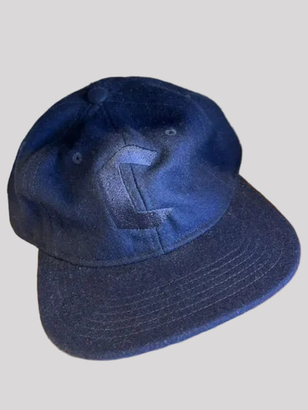Crown 6 panel cap strap back navy embroidered Logo Adjustable