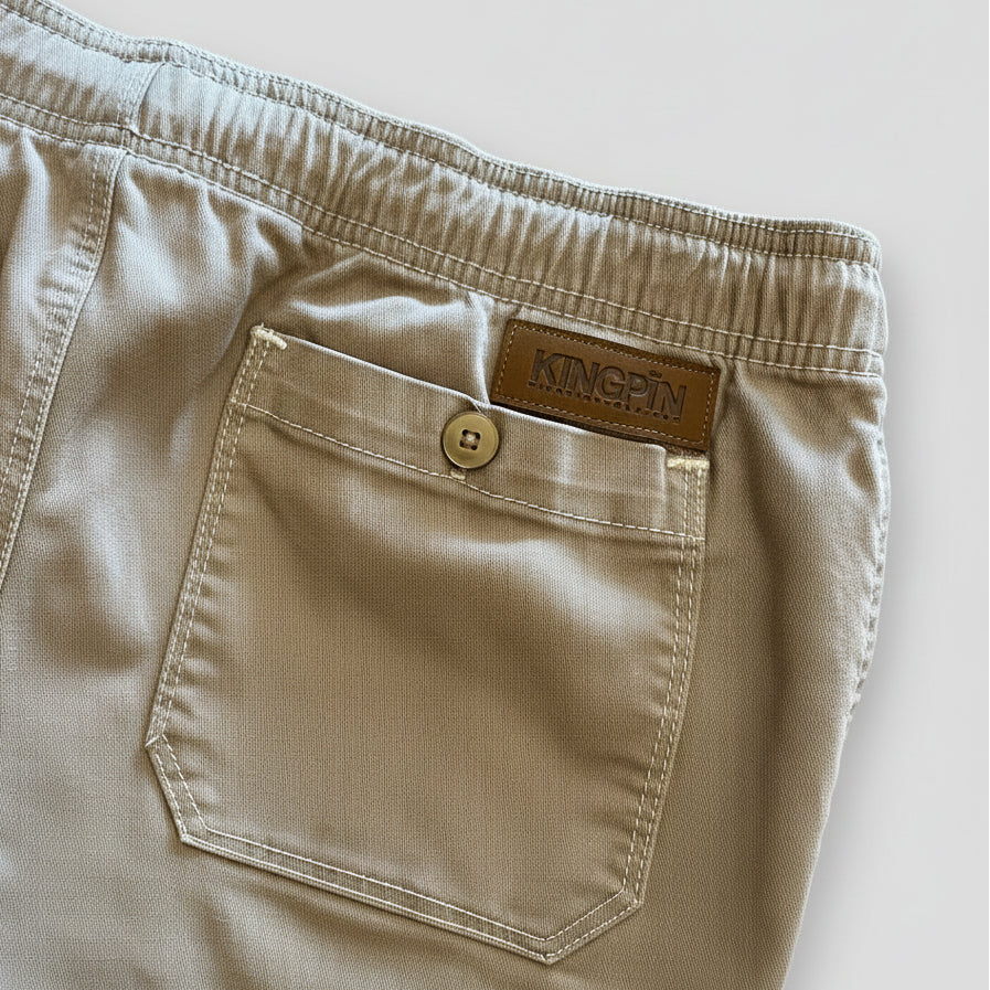 KINGPIN PANTS CHINO KHAKI SLIM FIT elastic waist/ankle size LARGE