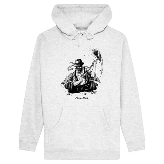 Pass~Port Dig Hood - White Marle passport Hoodie