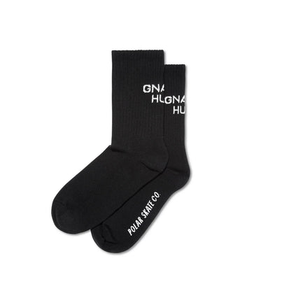 Polar Skate Co - Gnarly Huh Black Crew Socks US Mens 10 - 12 Euro 43 - 46 Pair