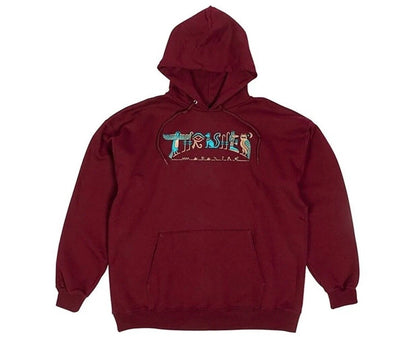 THRASHER Hieroglyphic Hood Jumper MAROON Size Small