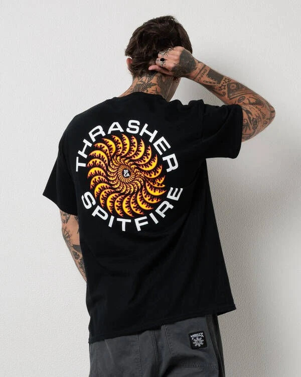Thrasher x Spitfire Tee Classic Swirl Black