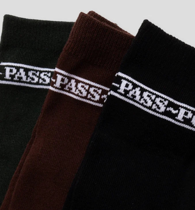 Pass~Port Hi Sox 3-Pack Black / Forest Green / Brown - Passport Sox