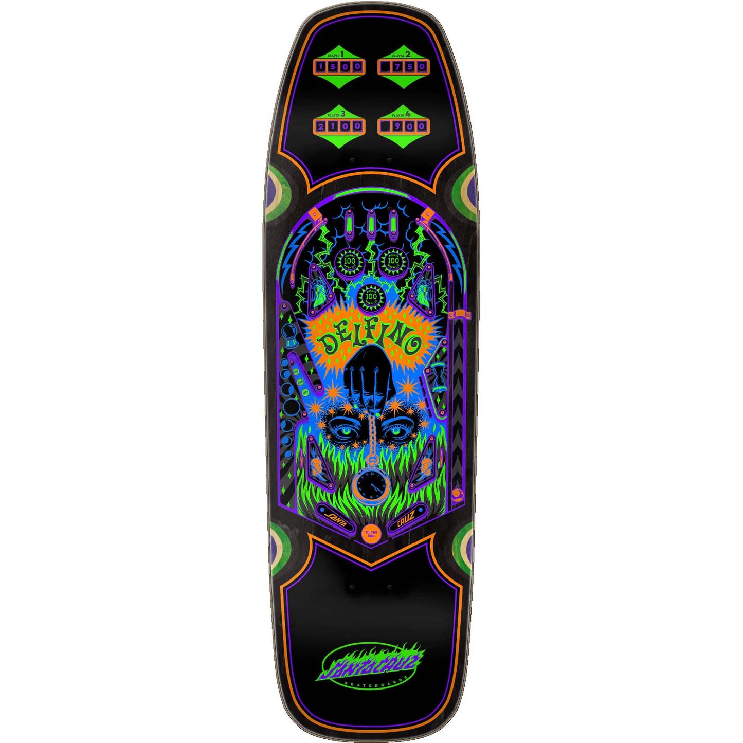 Santa Cruz Skateboard Deck Delfino Pinball 9.14" Shaped