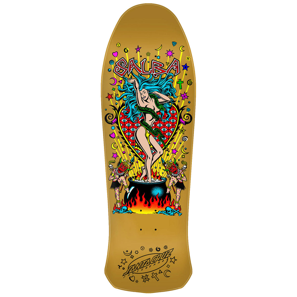 Santa Cruz Skateboard Deck Salba Witch Doctor Gold Neon Overlay 10.4" Reissue