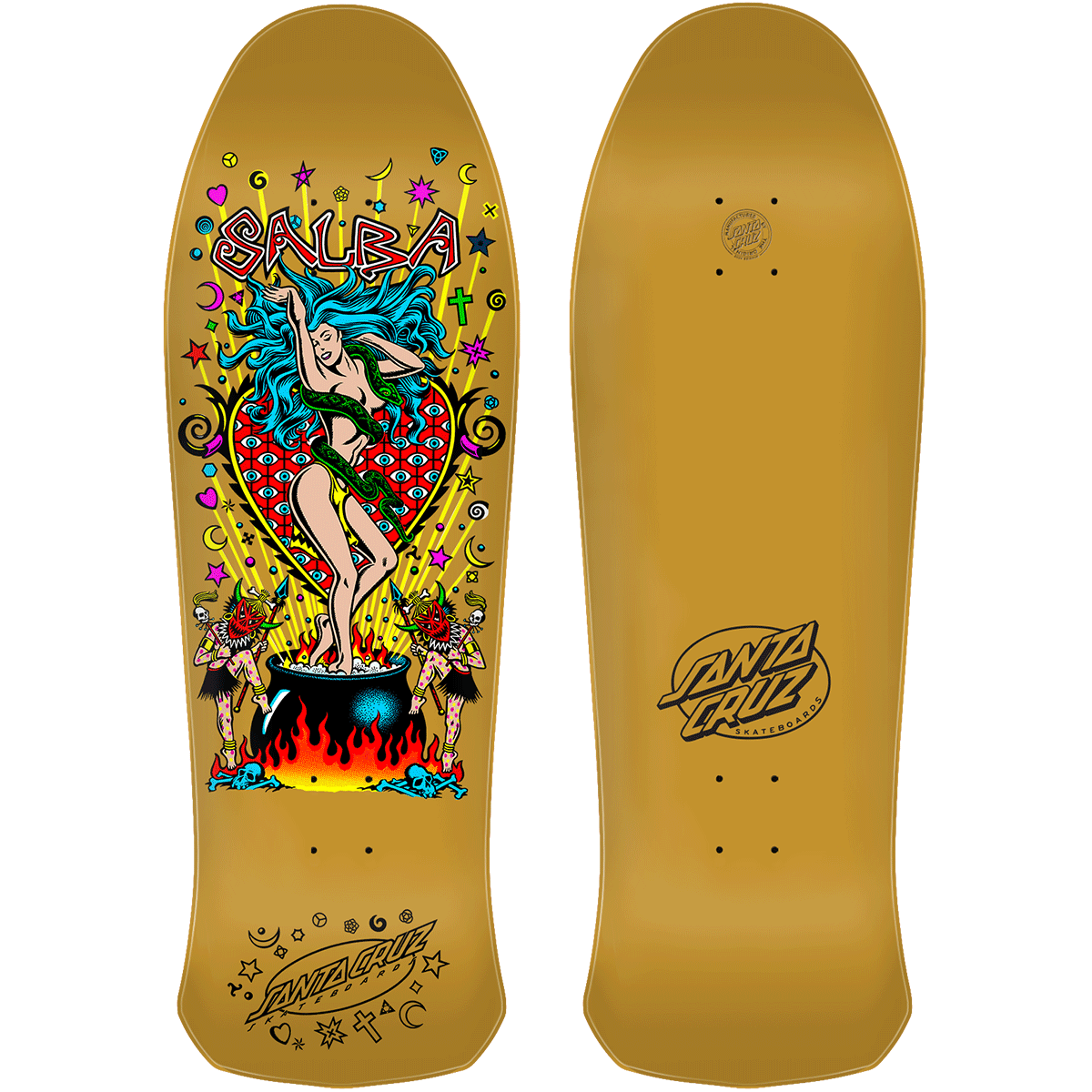 Santa Cruz Skateboard Deck Salba Witch Doctor Gold Neon Overlay 10.4" Reissue