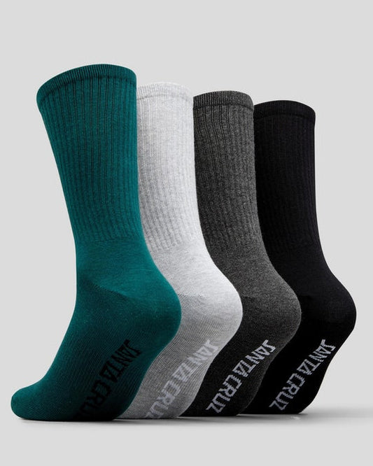 Santa Cruz Socks 4 Pack Mono Hand Asst Crew Size 7 11 Skateboard Sox