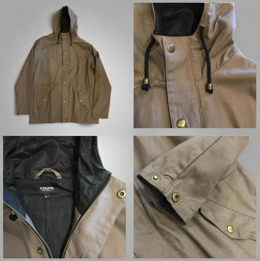 Kingpin Skate Supply Utility Jacket Olive Heavy Cotton Drill Zip Up Button Hood
