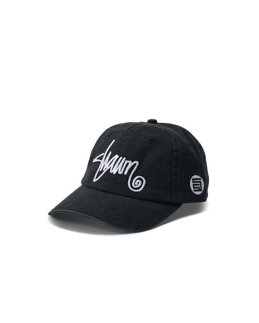 S-Double Cap Shawn Script Strapback Black 6 Panel