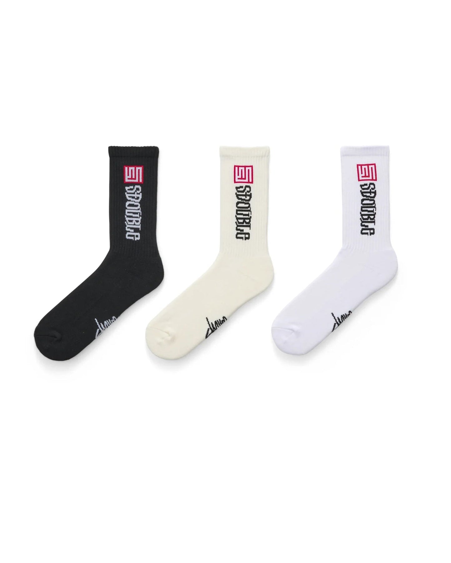 S-Double Socks S Cube Mid Block 3 Pack Assorted OSFA