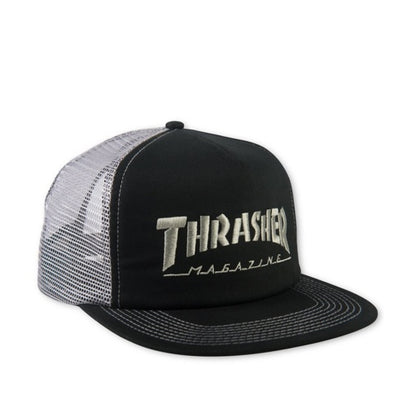 Thrasher Cap Logo Embroidered Mesh Trucker Black/Grey