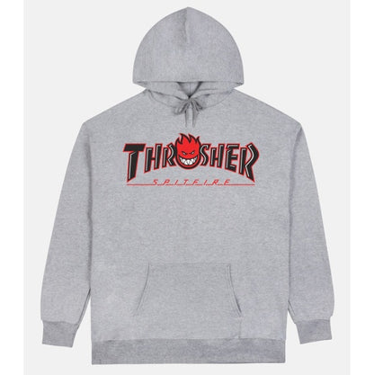 Thrasher x Spitfire Hood Big Head Ash Grey Pullover