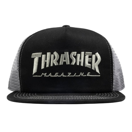 Thrasher Cap Logo Embroidered Mesh Trucker Black/Grey