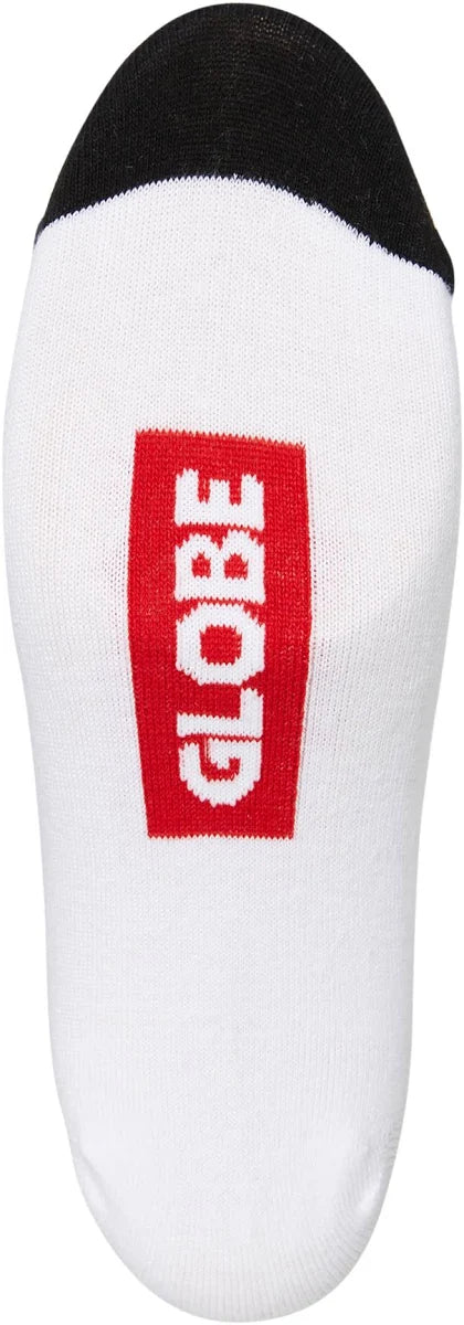 Globe Socks 5 Pack Tipper White Invisible No Show Size 7-11 Skateboard Sox