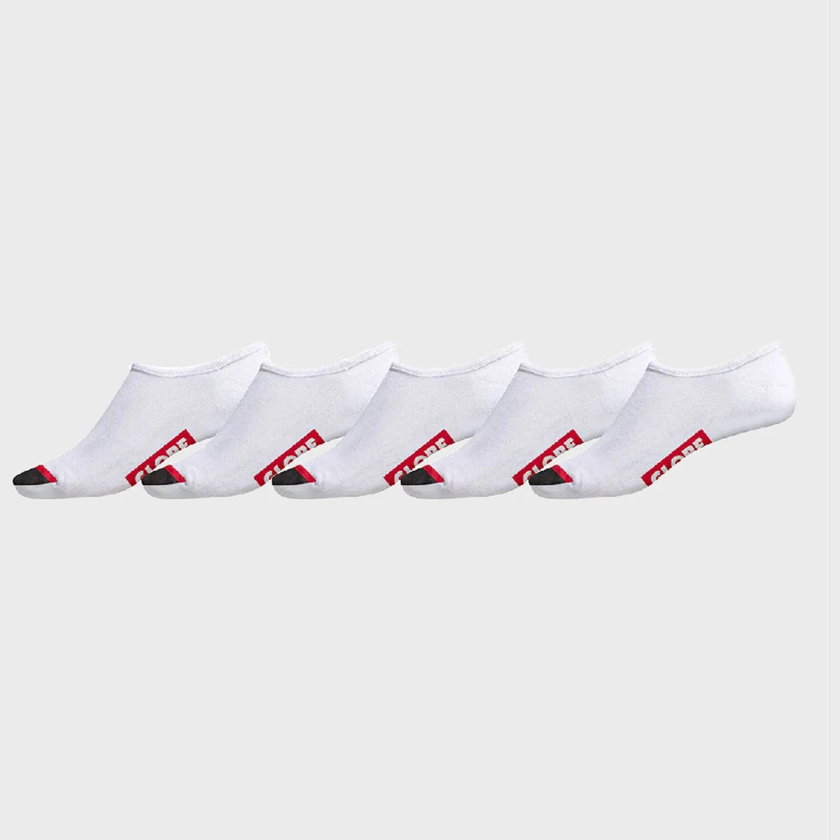 Globe Socks 5 Pack Tipper White Invisible No Show Size 7-11 Skateboard Sox