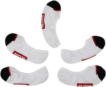 Globe Socks 5 Pack Tipper White Invisible No Show Size 7-11 Skateboard Sox