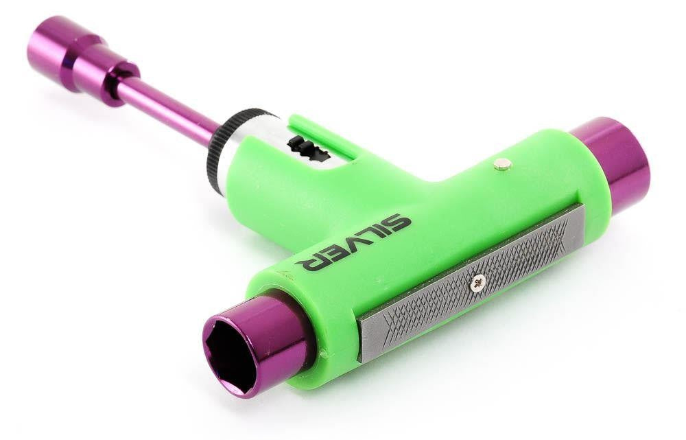 Silver Trucks Skate Tool Neon Green Purple Ratchet Complete Skateboard T Tool