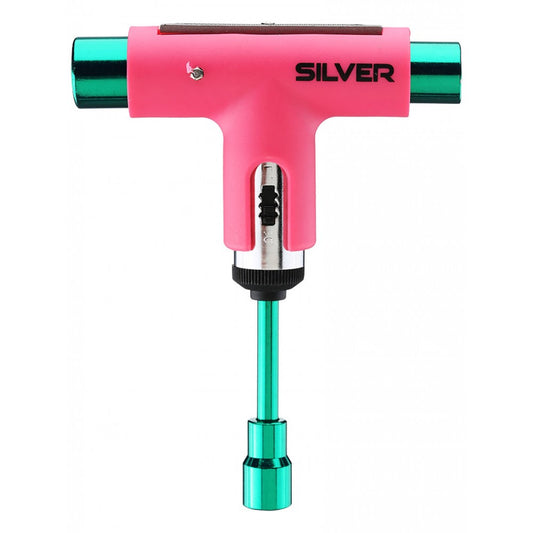Silver Trucks Skate Tool Neon Pink Green Ratchet Complete Skateboard T-Tool