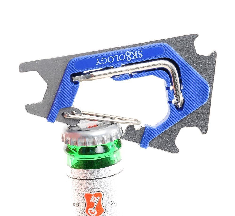Sk8Ology Skate Tool Blue Silver Worlds Lightest Flat Complete Skateboard T Tool