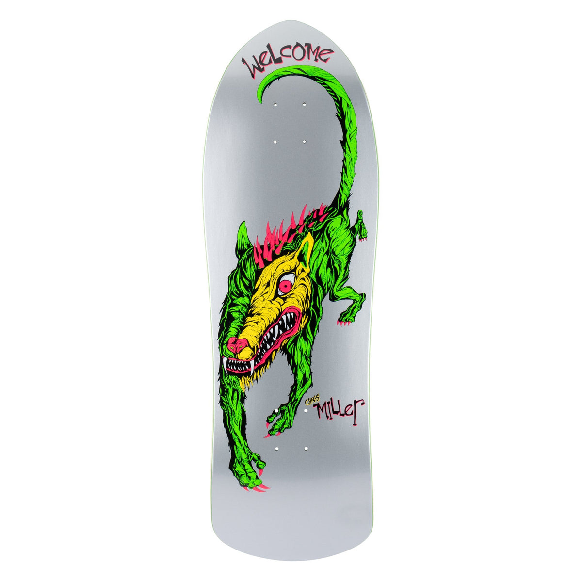 Welcome Skateboard Deck Chris Miller Beast Metallic Silver 10 On Crossbone