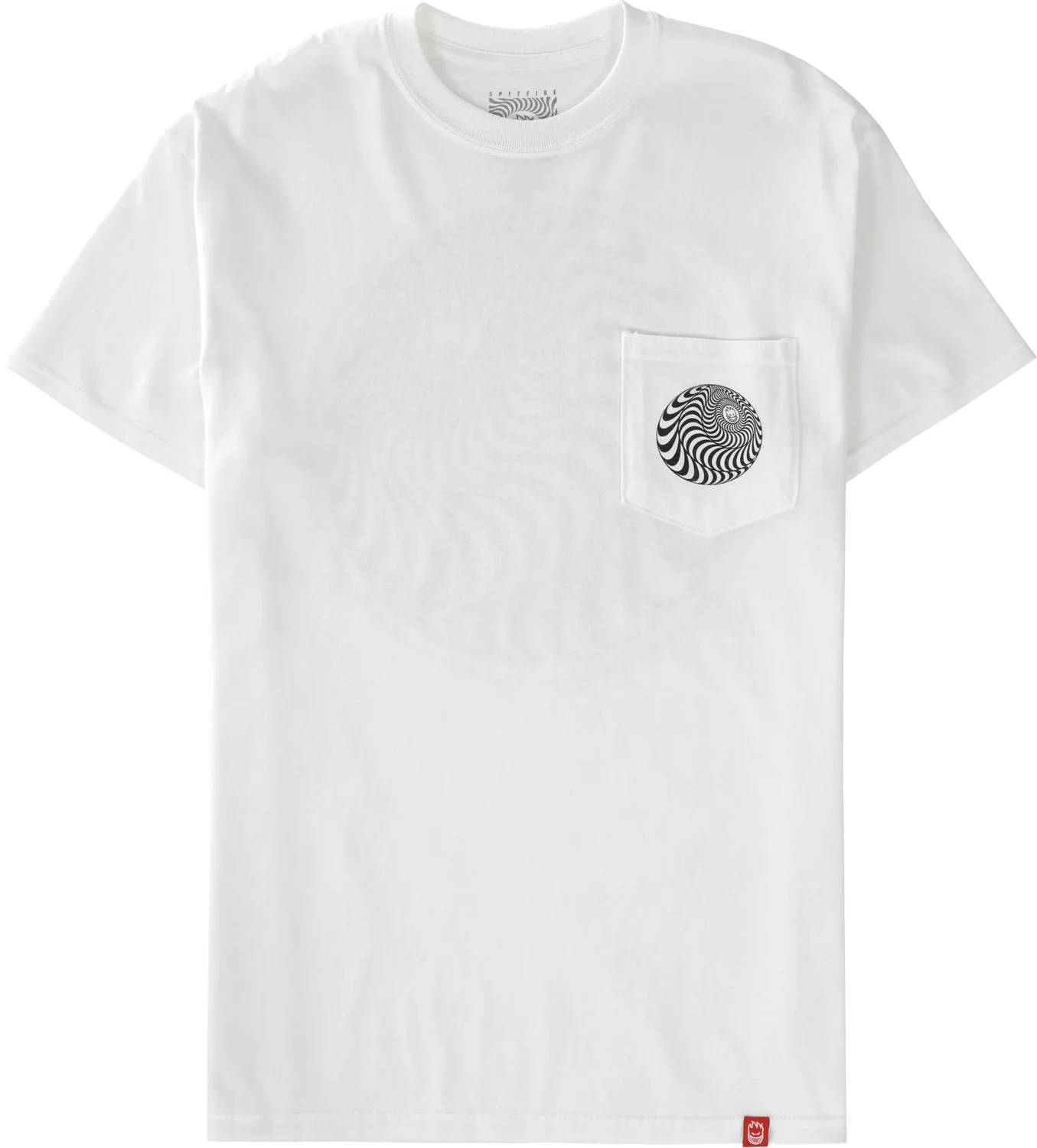 Spitfire Wheels Tee Pocket Skewed Classic Swirl White Skateboard T Shirt