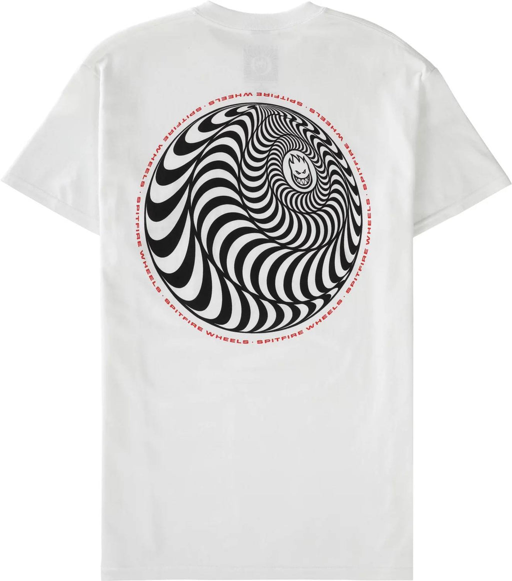 Spitfire Wheels Tee Pocket Skewed Classic Swirl White Skateboard T Shirt