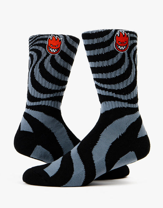 Spitfire Socks Bighead Fill Swirl Black Charcoal Red Size 7 11 Skateboard Sox