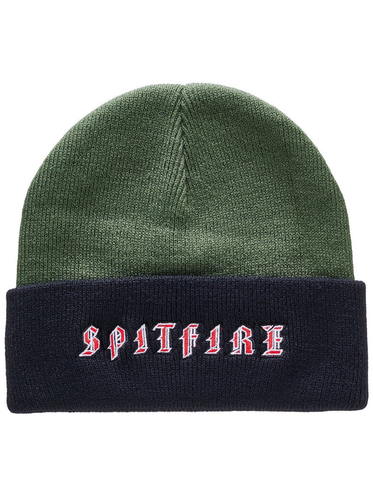 Spitfire Wheels Beanie Old E Cuff Dark Green Black Bi-Fold Skateboard Headwear