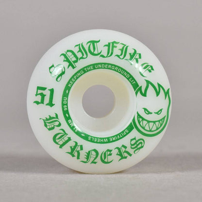 Spitfire Wheels Burners 51Mm 99D White Green Bighead