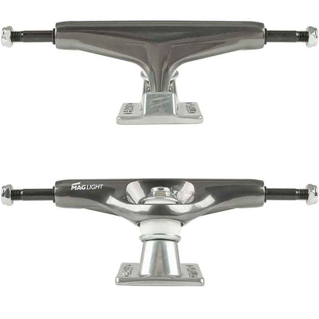 Tensor Skateboard Trucks Mag Light Glossy Gunmetal Silver 5.25 Hollows 8" Axles