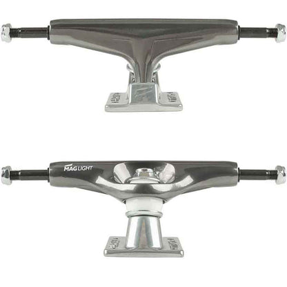 Tensor Skateboard Trucks Mag Light Glossy Gunmetal Silver 5.25 Hollows 8" Axles