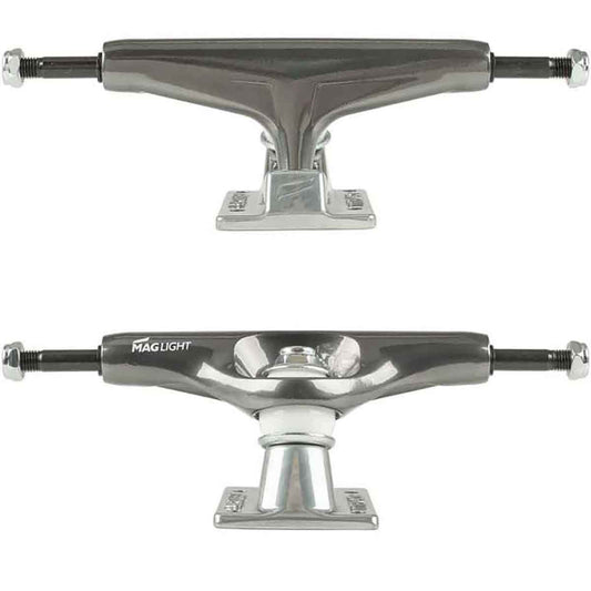 Tensor Skateboard Trucks Mag Light Glossy Gunmetal Silver 5.25 Hollows 8" Axles